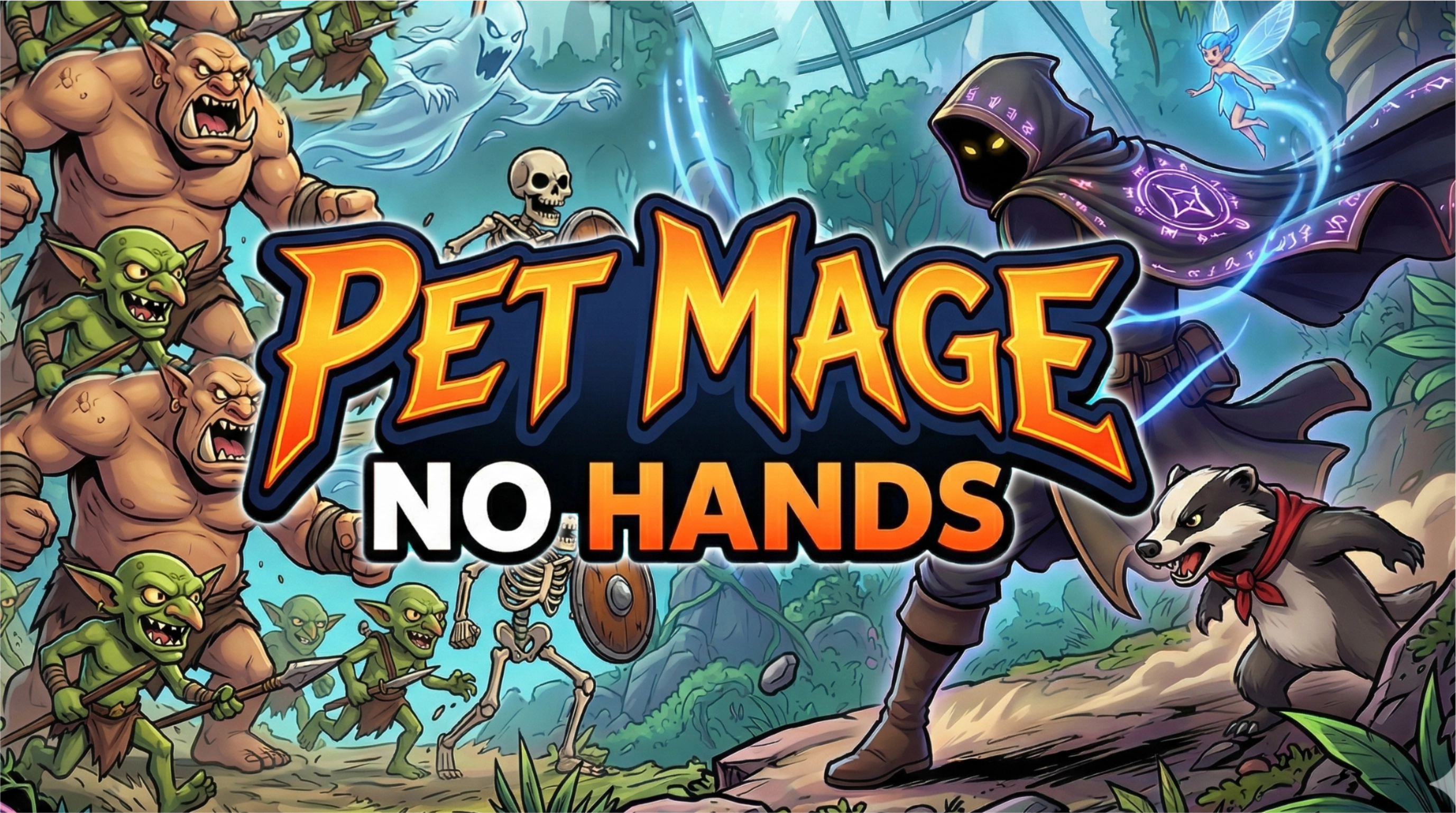 Pet Mage No Hands - armless hooded mage battles monster waves from portals